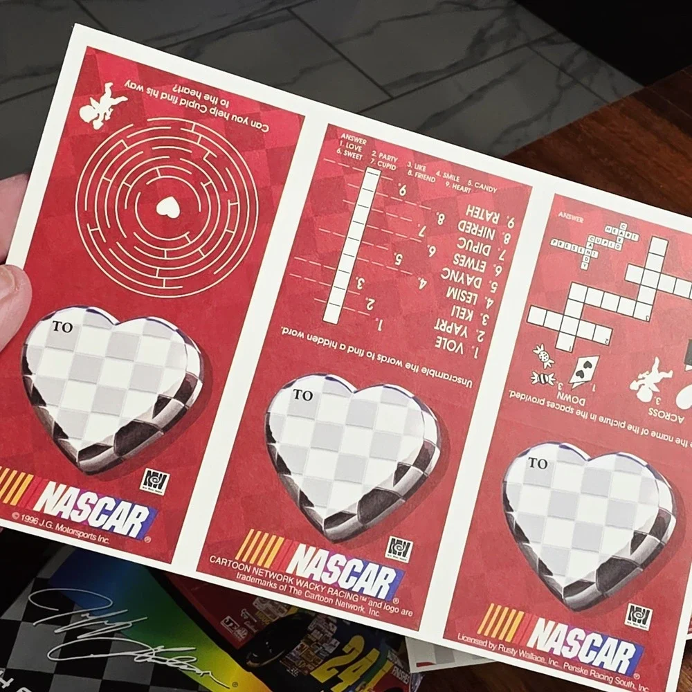 NASCAR Valentine Folded Greeting‎ Cards 34ct w/ Bonus Stickers Vintage 1996
